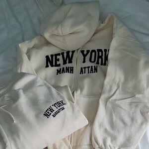 Zara Cream Hoodie AND matching Sweatpants NYC